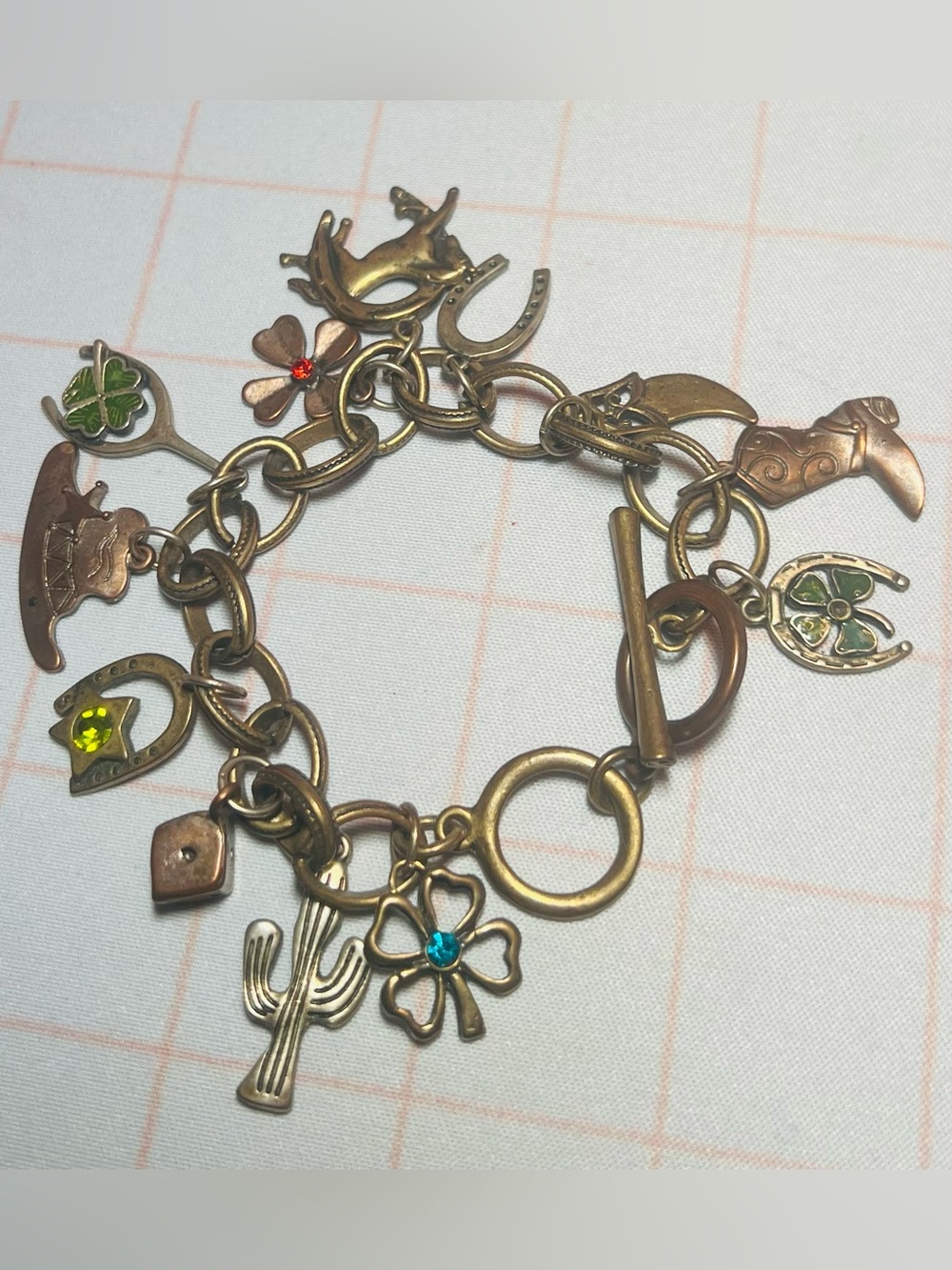 Gold-Tone Western Lucky Charm Bracelet